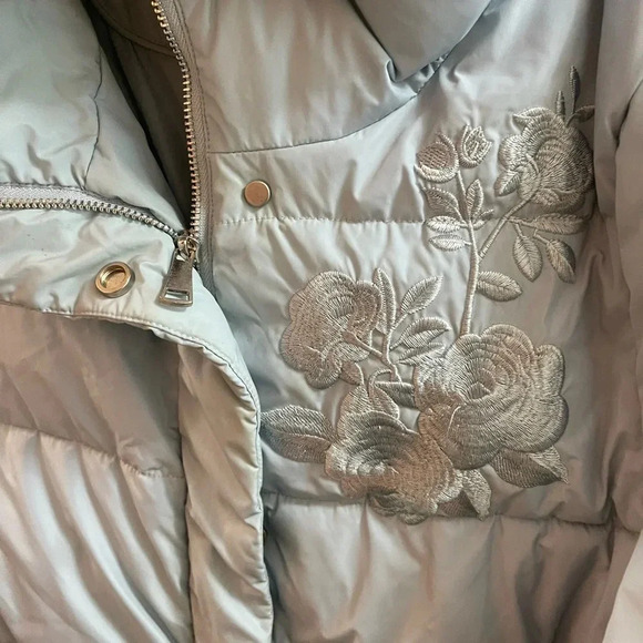 Rufuete Collection Light Blue Puffer Jacket Size M Mid Length - Picture 5 of 11